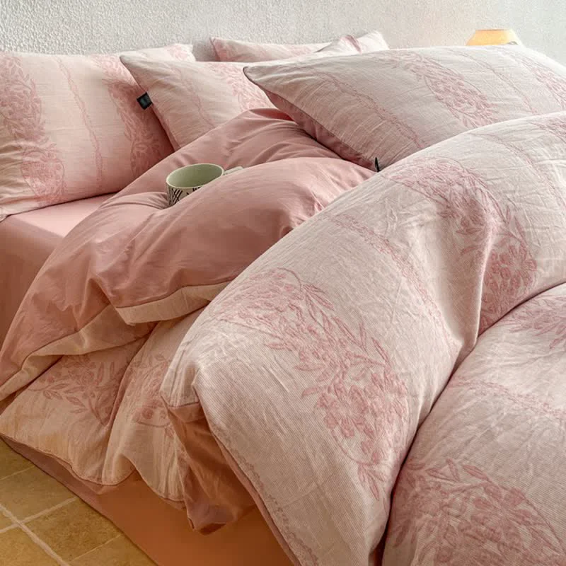 Artisan Ownkoti Washed Cotton Jacquard Botanical Bedding Set User-Friendly