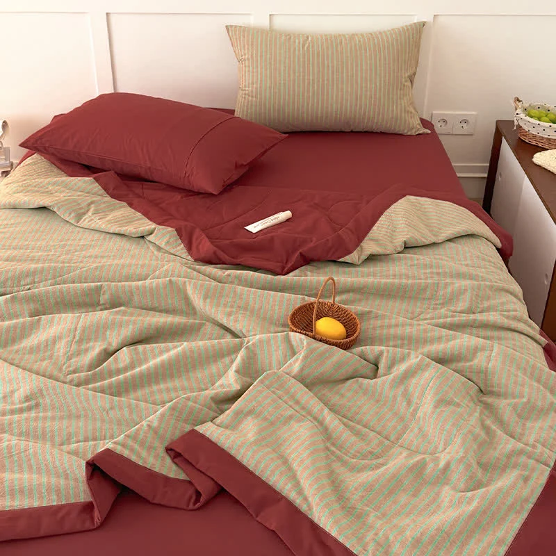 Exclusive Ownkoti Cozy Farmhouse Cotton Two-Tone Striped Bedding Set Classic