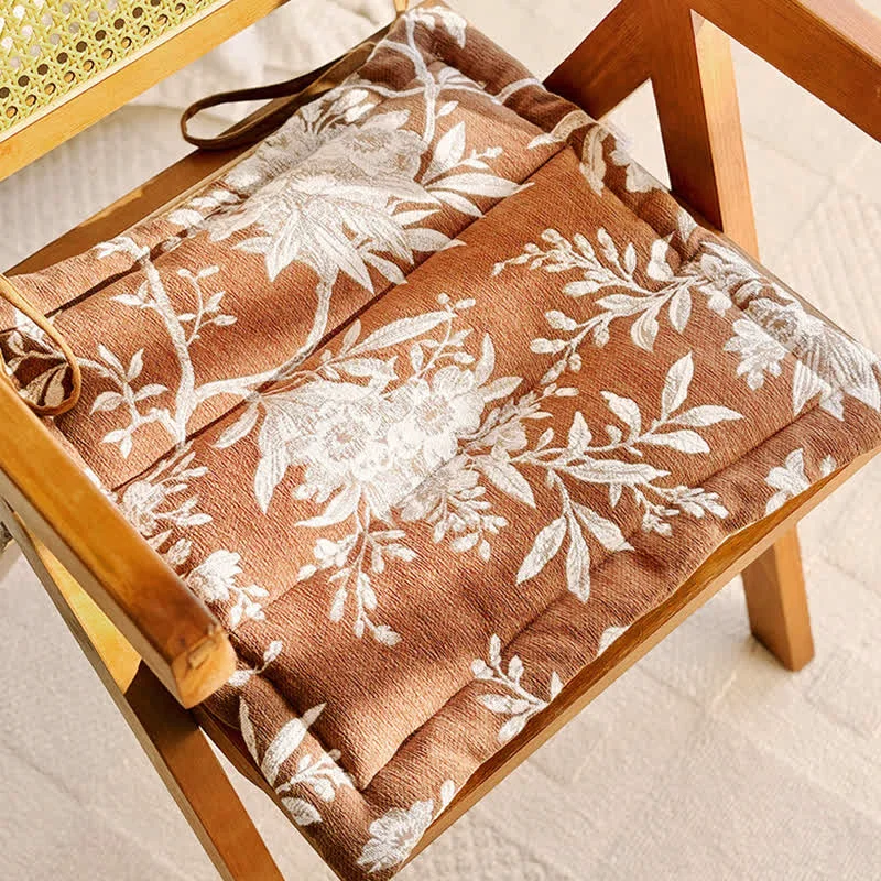 Stylish Ownkoti Vintage Floral Chenille Tie-On Chair Cushion Fashionable