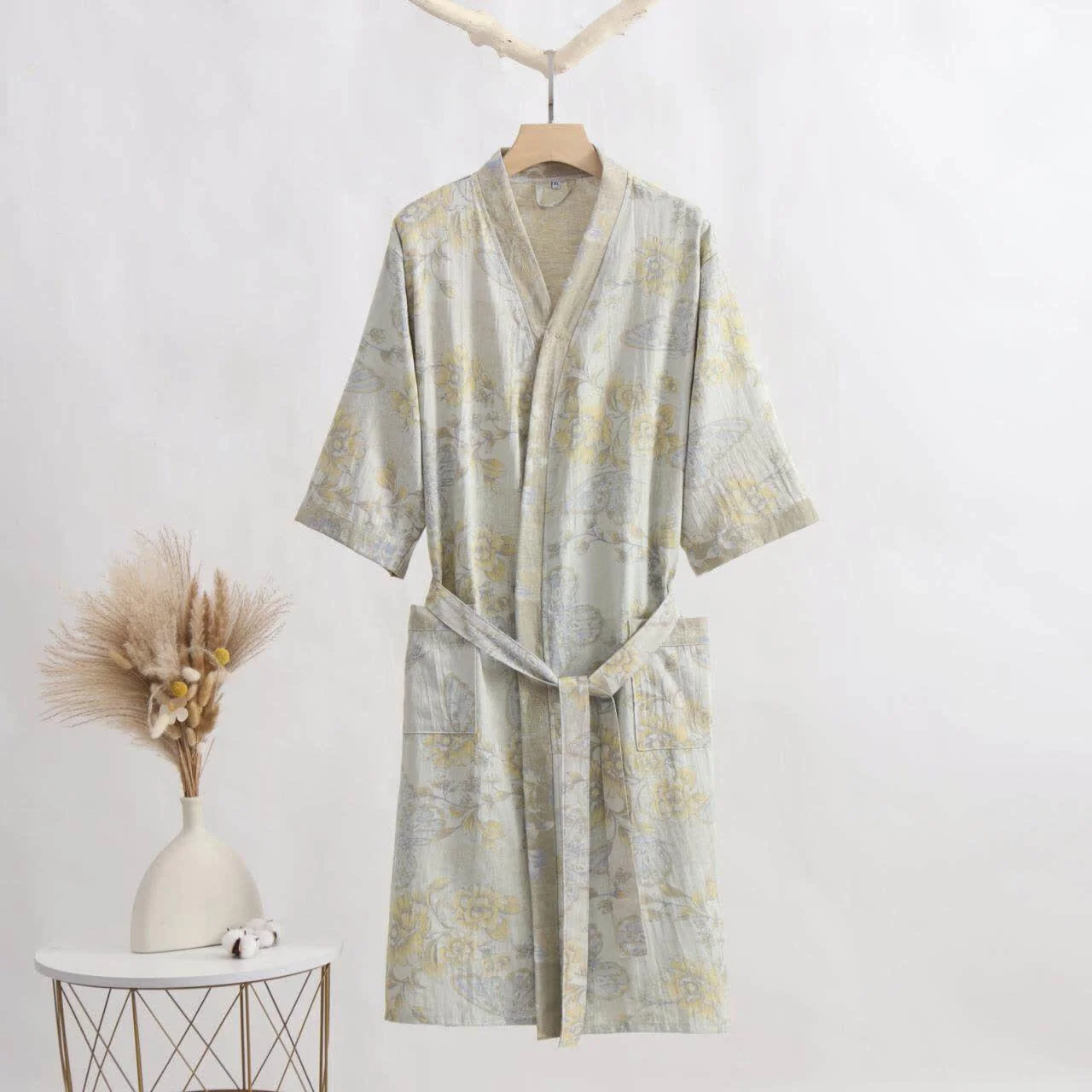 Pure Ownkoti Floral Butterfly Cotton Gauze Kimono Bathrobe Verified