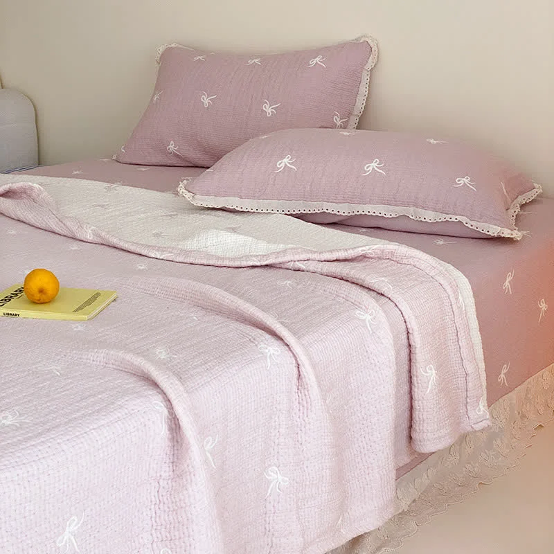 Easy-to-Use Ownkoti Ruffled Bow Quilted Lyocell Summer Quilt Unique