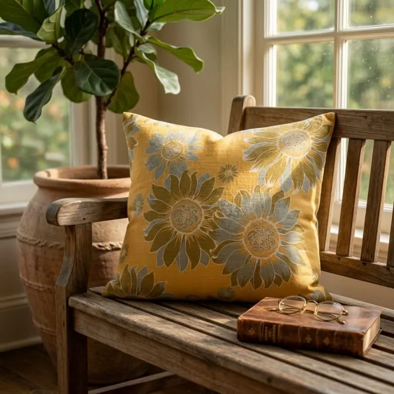 Clean Ownkoti Sunflower Garden Floral Throw Pillow Sustainable