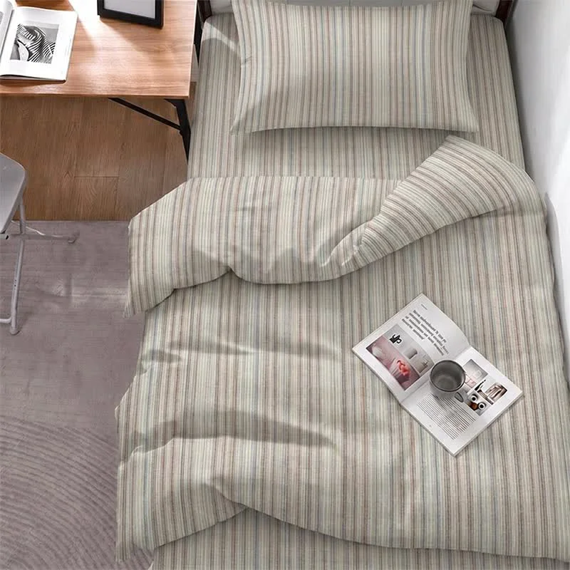 Specialty Ownkoti Minimalist Fine Stripe Neutral College Bedding Set Environmentally Friendly