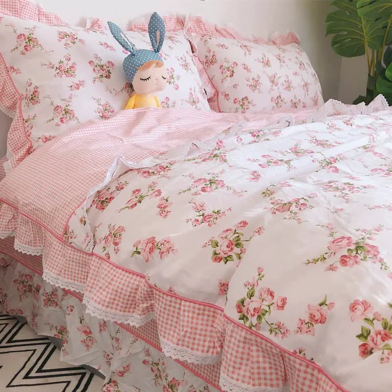Specialty Ownkoti Vintage Floral Ruffle Cotton Bedding Set Fast