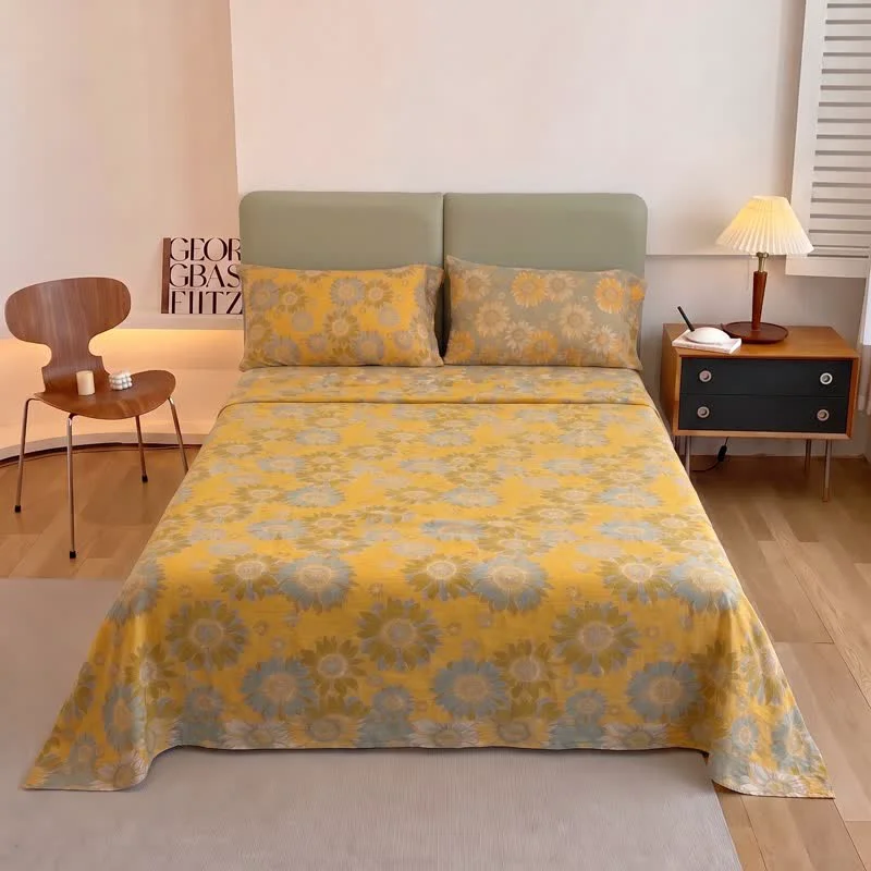 Dependable Ownkoti Sunflower Garden Cotton Gauze Bedspread Exclusive
