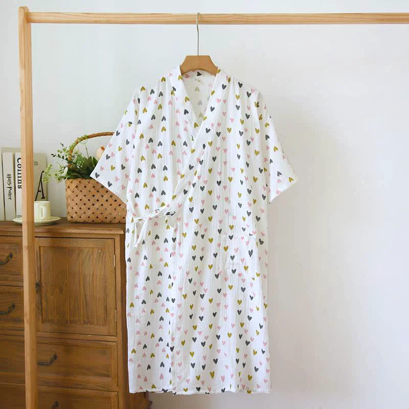 Quality Ownkoti Cotton Double-Layer Muslin Kimono Nightgown Fine