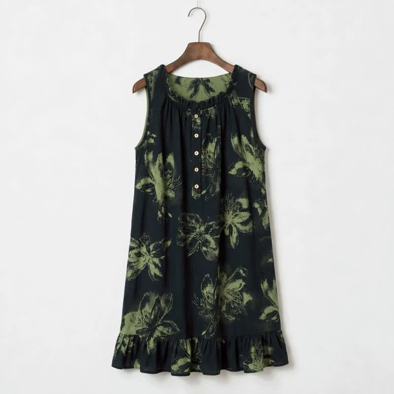 Secure Ownkoti Botanical Nocturne Floral Cotton Lounge Dress Safe