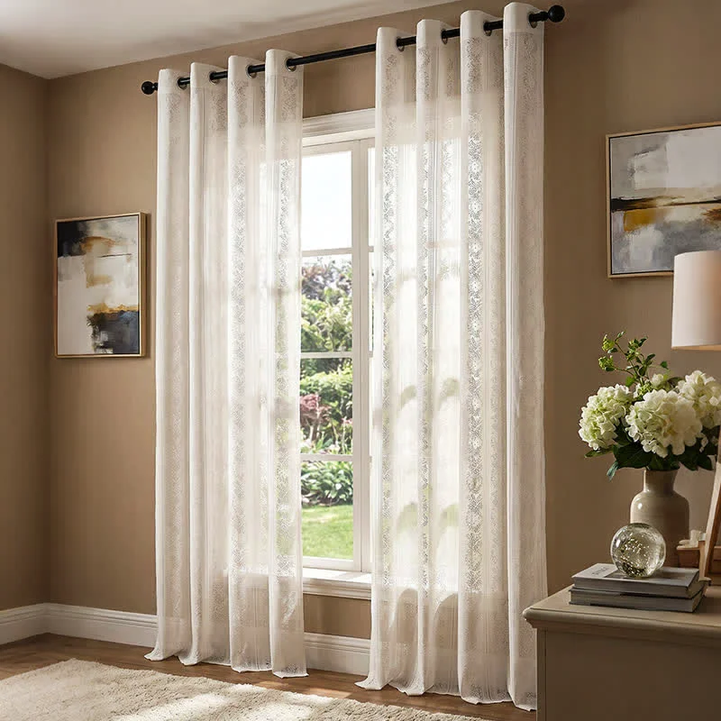 Casual Ownkoti Vertical Stripe Light Filtering Grommet Window Drape High-End