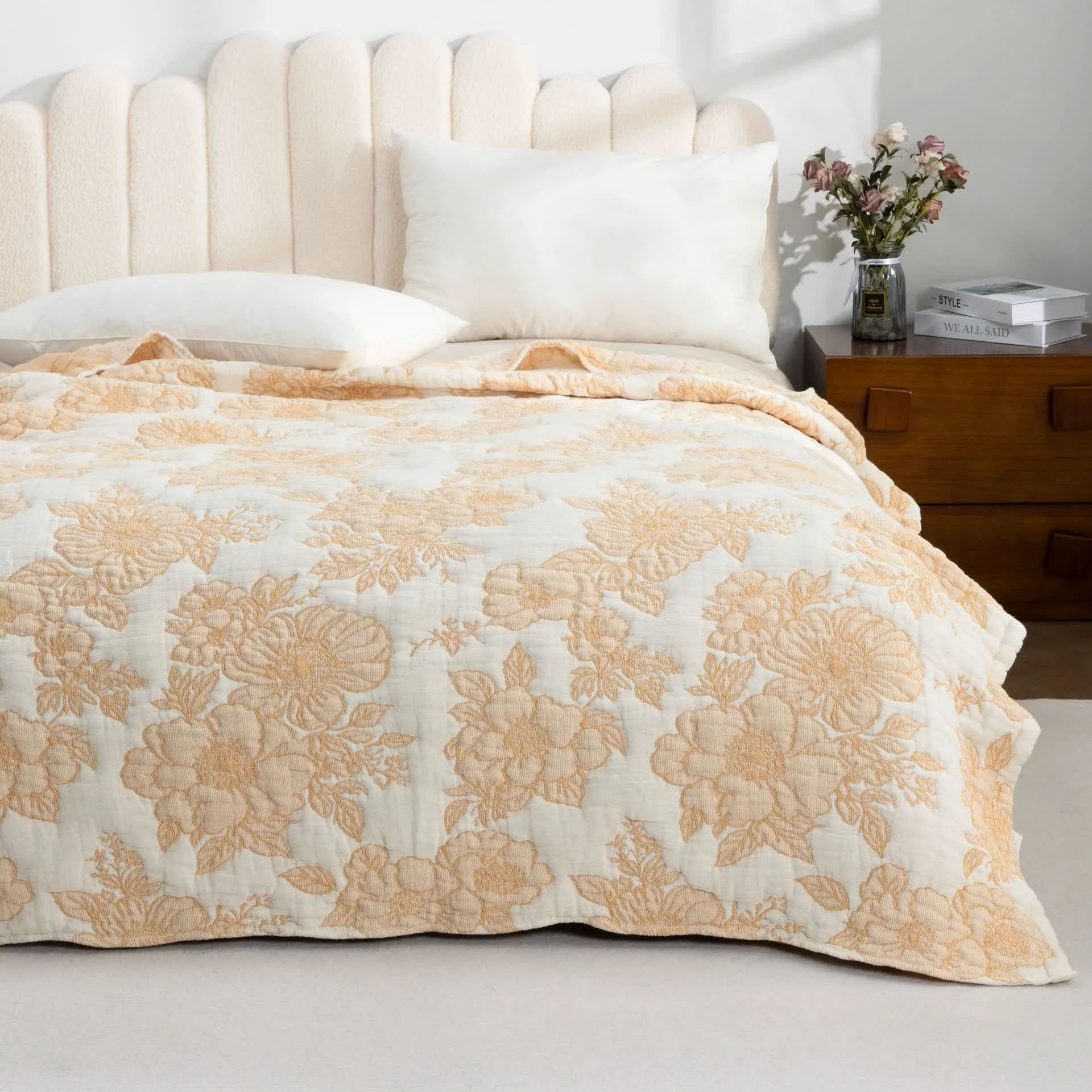 Flexible Ownkoti Minimal Bloom Cotton Coverlet Quilt Enhanced