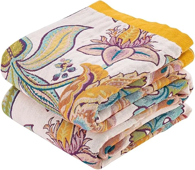 Unique Boho Throw Blanket for Bed Cotton Soft Rustic Quilt Fall Blanket 50 quot x60 quot Floral Printed Farmhouse Decor Bed Blankets All Season Rustic Reversible Bohemian Throw Quilt Crafted