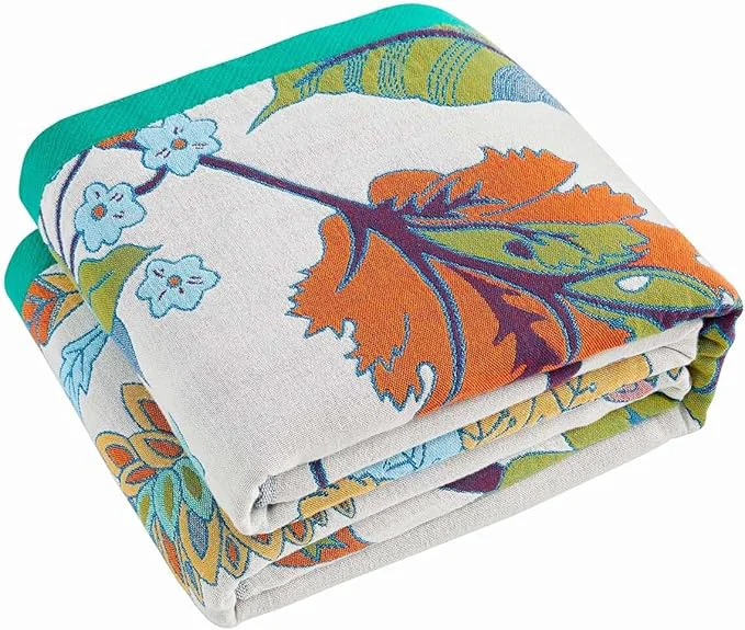 Luxury Summer Throw Blanket 80 quot x90 quot Reversible Bohemian Flower Blanket Cotton Muslin Breathable Woven Farmhouse Decorative Throw Blanket Smart