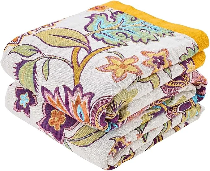 Responsible Boho Throw Blanket for Bed Cotton Soft Rustic Quilt Fall Blanket 90 quot x98 quot Floral Printed Farmhouse Decor Bed Blankets All Season Rustic Reversible Bohemian Throw Quilt Reusable