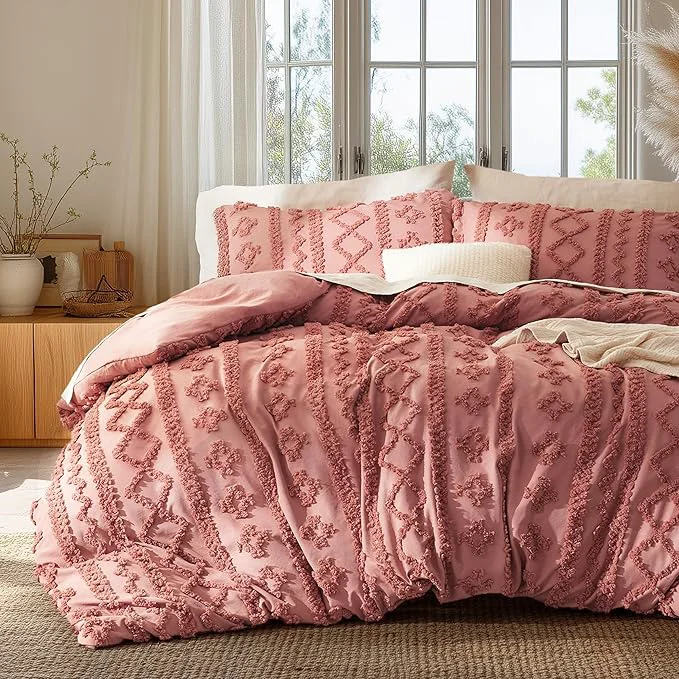 Green Bedsure Boho Duvet Cover King Size Soft amp Comfortable Elegant Design Boho Bedding for Decoration Machine Washable Comforter Cover for All Seasons Includes 1 Duvet Cover amp 2 Pillow Shams Pink Stylish