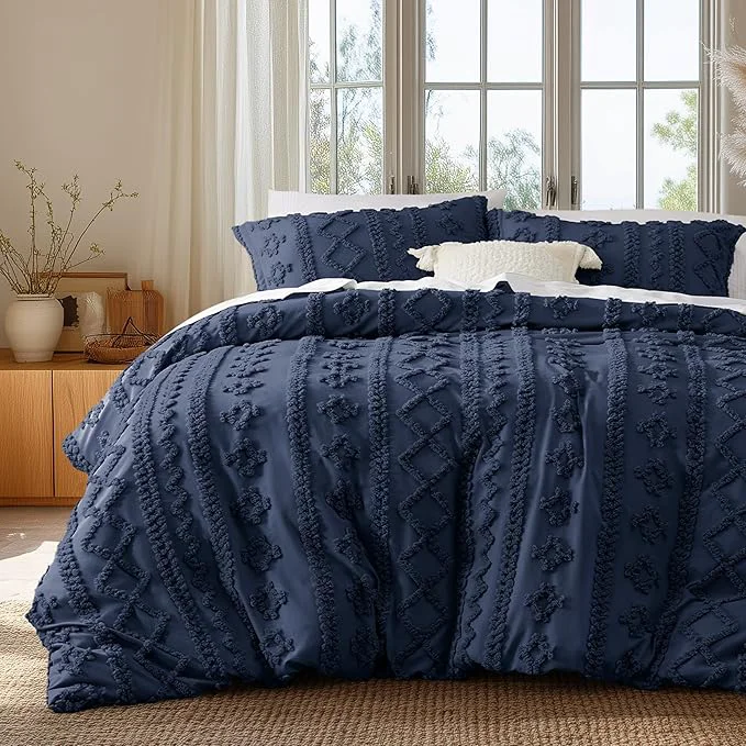 High-End Bedsure Boho Duvet Cover King Size Soft amp Comfortable Elegant Design Boho Bedding for Decoration Machine Washable Comforter Cover for All Seasons Includes 1 Duvet Cover amp 2 Pillow Shams Navy Environmentally Friendly