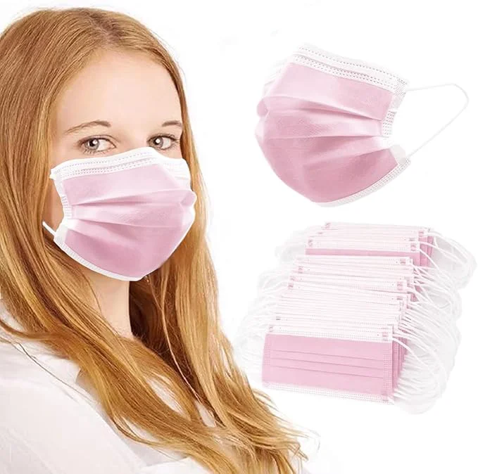Modern 100Pcs Pink Disposable Face Mask 3 Ply Masks Classic