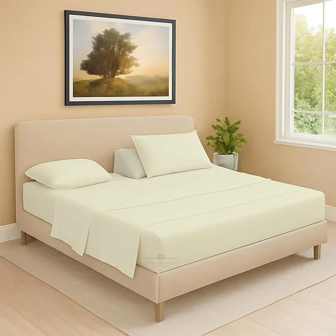 Original Design Split Head Flex 2 Qty Fitted Sheet for Adjustable Bed King 28 quot Split Down from The Top Egyptian Cotton 600 Thread Count 18 quot Deep Pocket Super Soft Wrinkle Ivory Verified