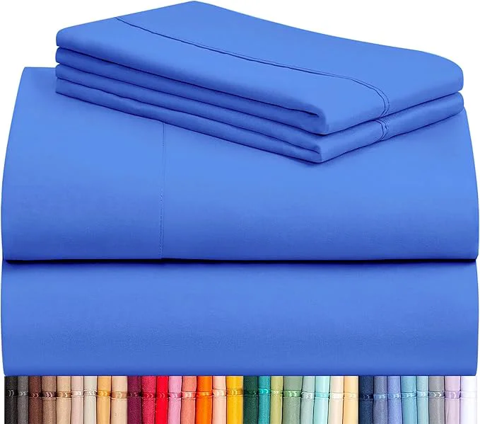 Effective LuxClub 4 PC Sheet Set Bed Sheets Deep Pockets 16 quot Eco Friendly Wrinkle Cooling Machine Washable Hotel Bedding Silky Soft – Marine Blue Queen Genuine