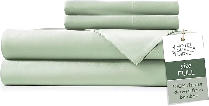 Prestigious Hotel Sheets Direct 4 Piece Bed Sheet Set Full Size Viscose Derived from Bamboo Sheets Set with 2 Pillowcases Cooling amp Breathable Luxury Bedding Moisture-Wicking amp Silky Soft Light Green Comfortable