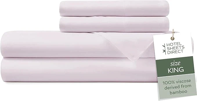 Proven Hotel Sheets Direct 4 Piece Bed Sheet Set King Size Viscose Derived from Bamboo Sheets Set with 2 Pillowcases Cooling amp Breathable Luxury Bedding Moisture-Wicking amp Silky Soft Light Pink Reusable