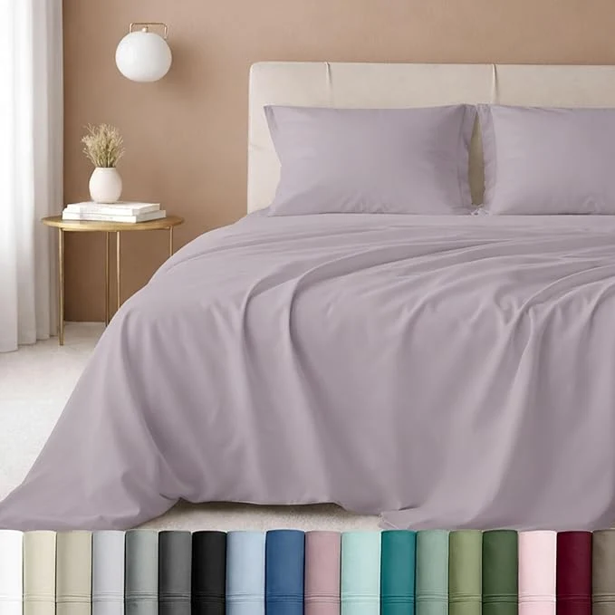 Premium California Design Den Luxury Twin Sheet Set – Cotton 600 Thread Count Deep Pocket Twin Sheets Soft Hotel-Quality Bedding with Sateen Weave – Lavender Lightweight
