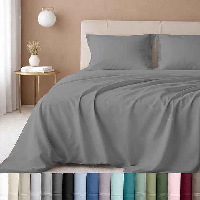 Trusted California Design Den Luxury Twin XL Sheet Set – Cotton 600 Thread Count Deep Pocket XL Twin Sheets Hotel-Quality Bedding with Soft Sateen Dorm Essentials for Guys – Mist Grey Fine