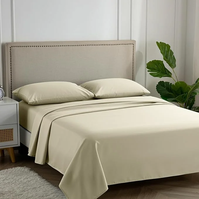 Trendy Carressa Linen Egyptian Cotton Full Size Sheets – 600 Thread Count Full Size Egyptian Cotton Sheets 4 PC Beach Sand Soft Cooling 16 quot Deep Pocket Sateen Weave Luxury Hotel Bed Sheet Set Solid