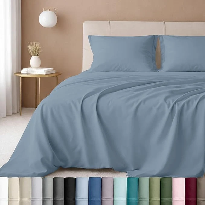 First-Class CALIFORNIA DESIGN DEN 5-Star Hotel 600 Thread Count Cotton Sheets Set – Soft amp Smooth Queen Bedding Set with Deep Pockets Quality Beats Egyptian Cotton Claims Pastel Blue Enhanced