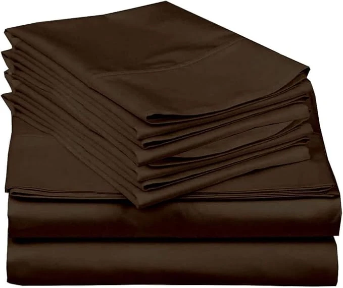 Innovative Mattress-Homes Premium Collection 7 PC Split Sheet Set Egyptian Cotton Crisp Fits Mattress Up to 18 quot DEEP Pocket King Size Machine Wash Extra-Soft Breathable Sheets in Chocolate Solid Fine