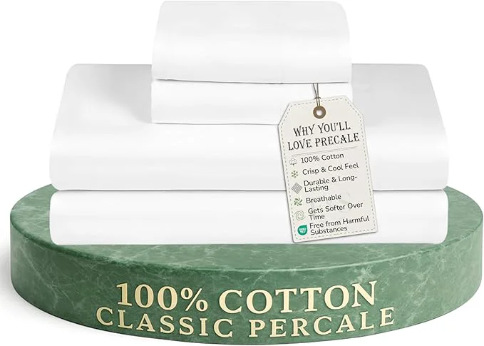 Expertly Made Feather amp Stitch Softest Cotton Sheets 300 Thread Count Percale Weave Bedding 16 quot Deep Pocket Cooling Sheets Breathable Bed Set Hotel Premium Quality King White Selected