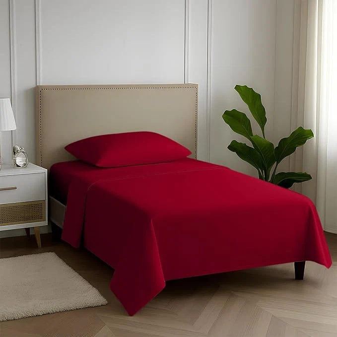 Relaxed Carressa Linen Egyptian Cotton Twin Sheets Set – 600 Thread Count Egyptian Cotton Luxury Twin Sheets 3 PC True Red 16 quot Deep Pocket Soft Cooling Sateen Weave College Dorm Room Bedding High-Quality