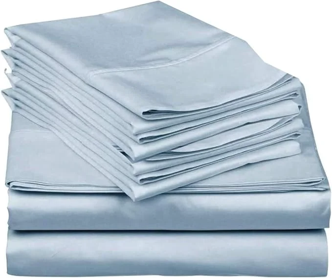 Green Mattress-Homes 6 Piece Full Sheet Set Hotel Luxury Collection Egyptian Cotton 18 Inch Deep Pocket Fitted Sheet Soft amp Cool Breathable Bedding with 4 Pillowcases in Light Blue Solid First-Class
