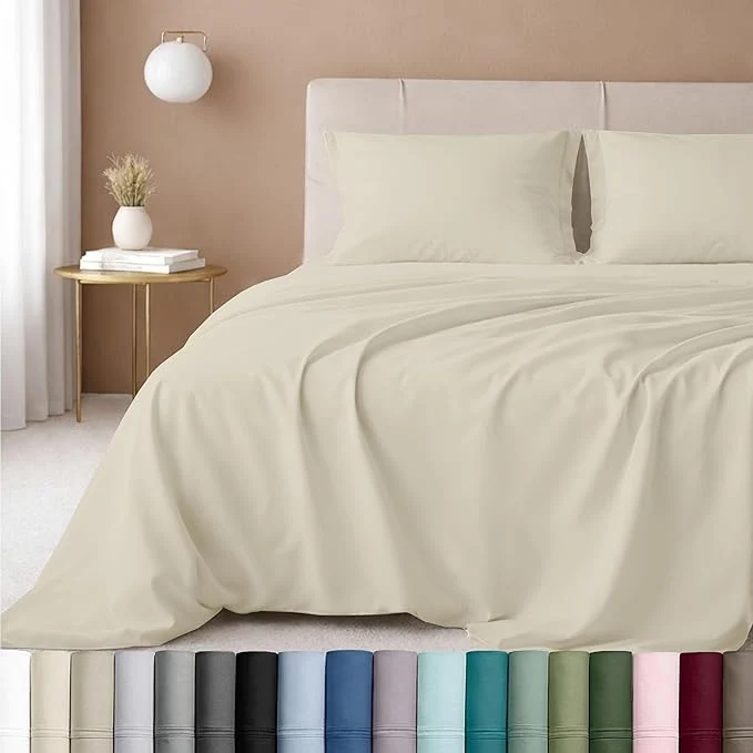 Versatile California Design Den Luxury Twin Sheet Set – Cotton 600 Thread Count Deep Pocket Twin Sheets Soft Hotel-Quality Bedding with Sateen Weave – Ivory Warm Cream Carefully Designed