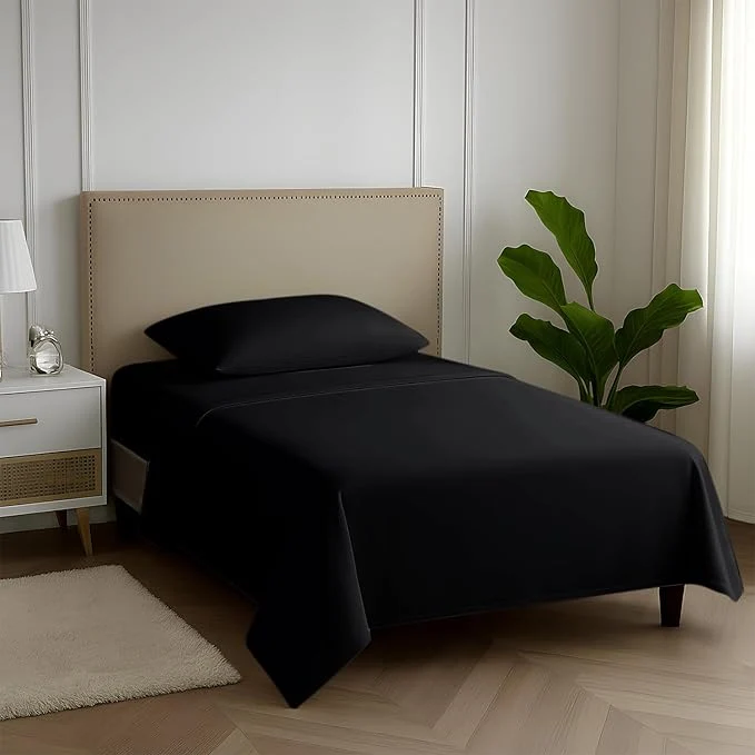Consistent Carressa Linen Egyptian Cotton Twin XL Sheets Set – 600 Thread Count Luxury Egyptian Cotton Sheets Twin XL Size 3 PC Black 16 quot Deep Pocket Soft Cooling Sateen Weave Dorm Room Bedding Breathable
