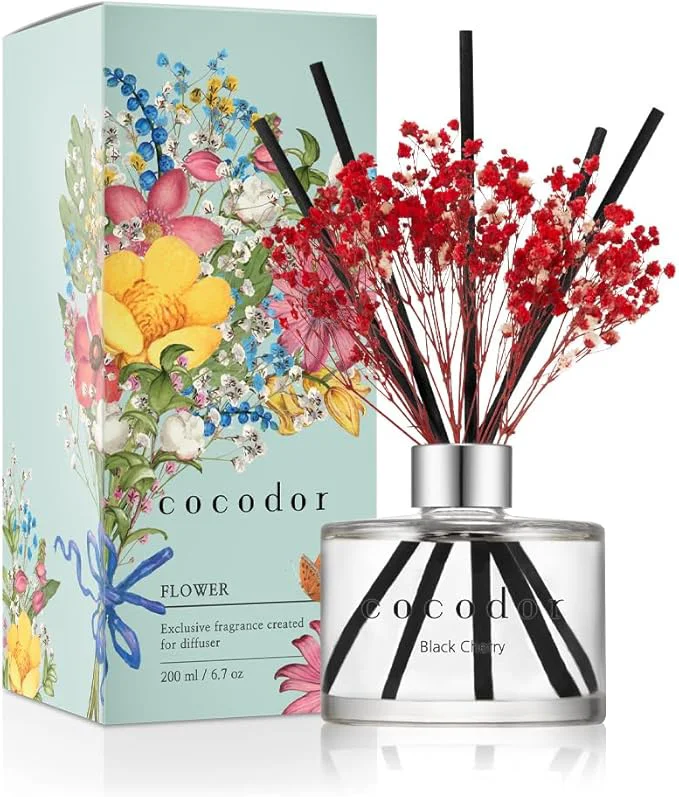 Exceptional COCODOR Preserved Flower Reed Diffuser Black Cherry 6.7oz 1 Pack Reed Healthy