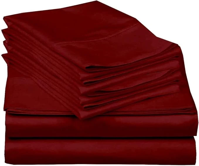 High-Performance Mattress-Homes 6 Piece Queen Sheet Set Hotel Luxury Collection Egyptian Cotton 18 Inch Deep Pocket Fitted Sheet Soft amp Cool Breathable Bedding with 4 Pillowcases in Burgundy Solid Fine