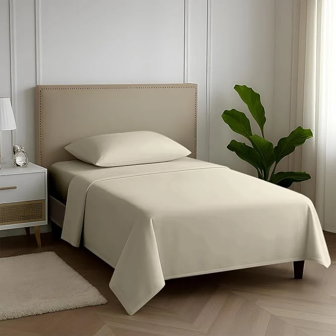 Relaxed Carressa Linen Egyptian Cotton Twin XL Sheets Set – 600 Thread Count Luxury Egyptian Cotton Sheets Twin XL Size 3 PC Ivory Cream 16 quot Deep Pocket Soft Cooling Sateen Weave Dorm Room Bedding Dependable