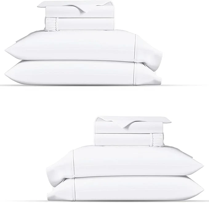 Easy-to-Use TEXAS LINEN CO. Organic Cotton Percale Sheets Queen Size Pack or 2 – Soft amp Crisp Organic Cotton Sheets Queen Size 8 PC White 16 quot Deep Pocket Percale Weve Bed Sheet Set – GOTS Elite