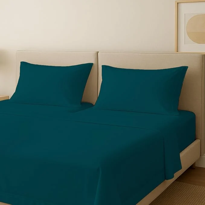 Authentic Carressa Linen Egyptian Cotton Split King Sheets Sets for Adjustable Bed – 600 Thread Count 5 PC Top Split King Sheets 16 quot Deep Pocket Soft Cooling Sheets for Split King Adjustable Bed – Teal Excellent
