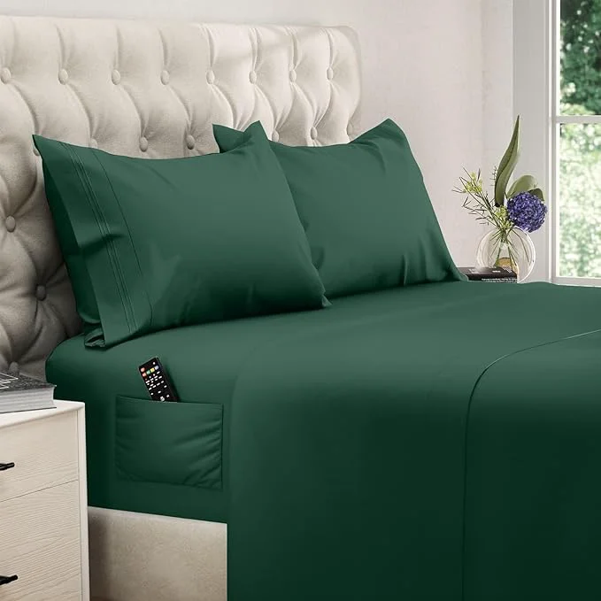 Prestigious DREAMCARE Queen Size Sheets – Cooling Bed Sheets – 4pcs Set – up to 15 quot Deep Pocket Queen Sheet Set – Sheets Queen Size Bed – Soft amp Long Lasting Fine Microfiber with Side Pocket – Emerald Green Premium Material