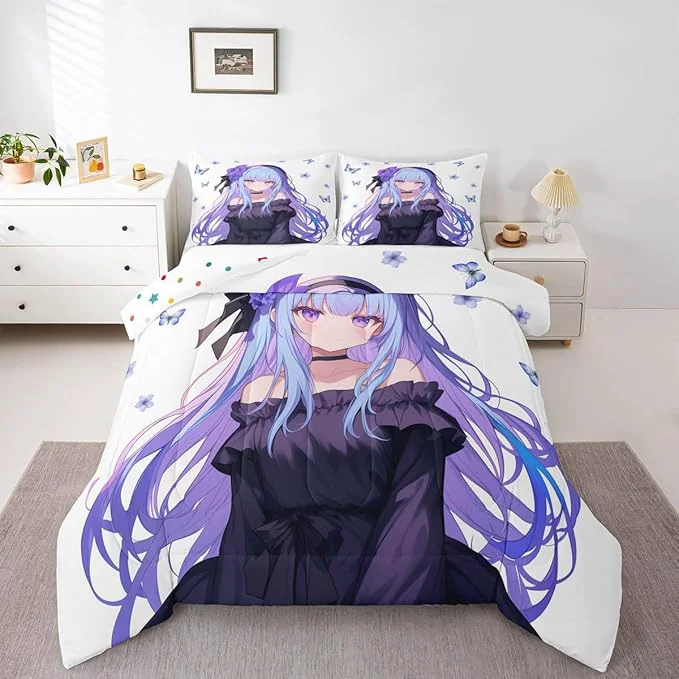 World-Class Erosebridal 3D Japanese Anime Girl Bedding Comforter Set Kawaii Decorations Cute Preppy Duvet Set Full Sophisticated