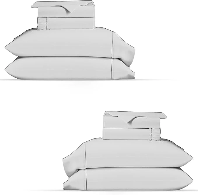 Eco-Friendly TEXAS LINEN CO. Organic Cotton Percale Sheets Twin XL Size Pack or 2 – Soft amp Crisp Organic Cotton Sheets Twin XL Size 6 PC Light Grey Dorm Room Percale Weave Bed Sheet Set GOTS Top-Quality