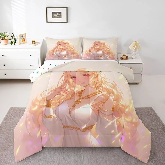 Dependable Erosebridal Kawaii Girly Comforter Set 3D Anime Gifts Bedding Sets Japanese Girl Bedding for Kids Girls Lady Women Aesthetic Princess Bedding Comforter Sets Full Size Effective