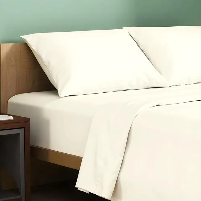 Practical TEXAS LINEN CO. Organic Cotton Sheets Full Size – 4 PC Organic Cotton Percale Sheets Full Set Ivory Soft Cooling amp Breathable Bedsheets 16 quot Deep Pocket Hotel Bedding – GOTS Selected