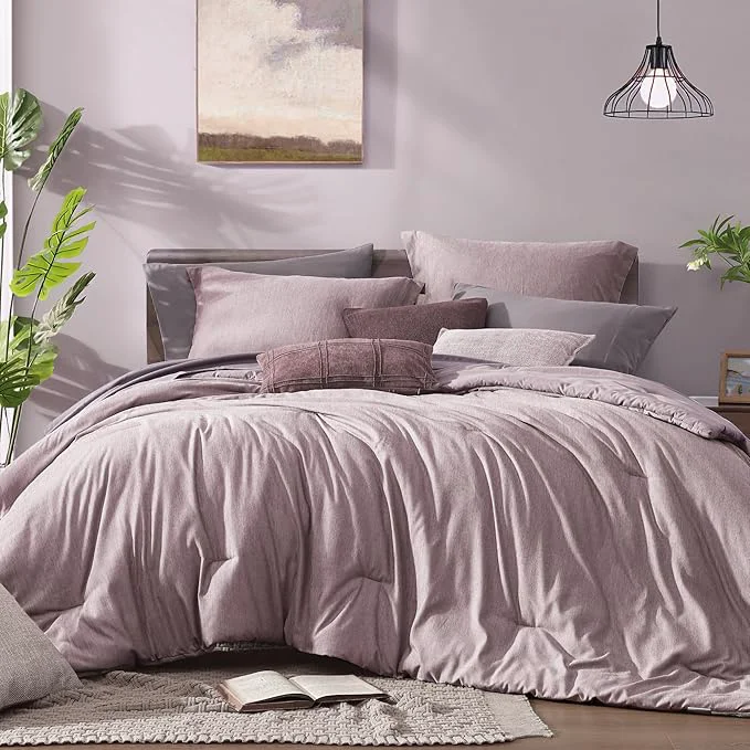Prestigious Monbix Full Size Comforter Set Lilac Bedding Comforter for Full Size Bed Set Reversible Bedding Sets Full 7 Pieces Cationic Dyeing Bed in a Bag with Comforter Sheets Pillowcases amp Shams Relaxed