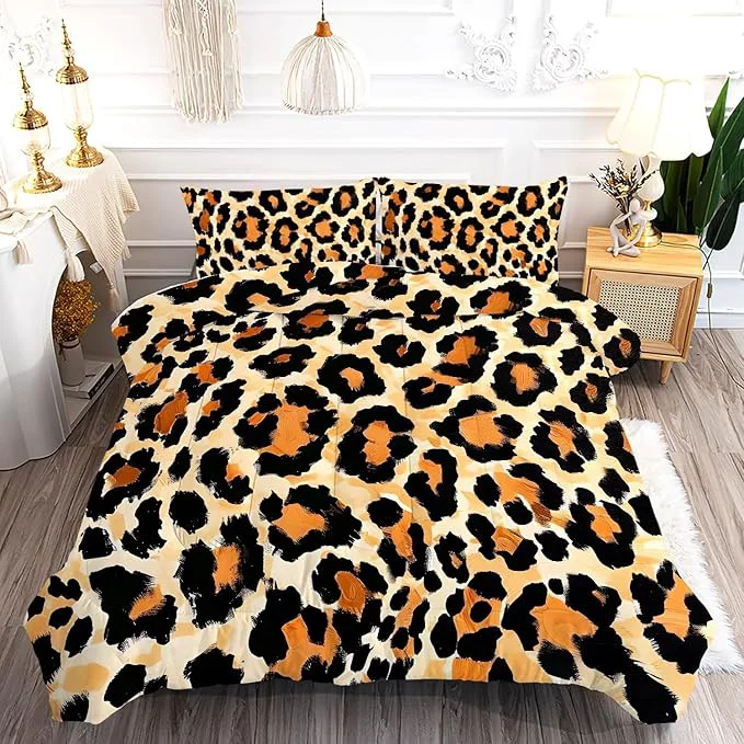 Premium Cheetah Print Comforter Set Twin Brown Leopard Print Bedding for Kids Boys Girls Bedroom Wild Animal Theme Pattern Qulit Sets 1 Comforter 1 Pillowcase Artisan