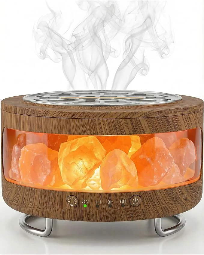 Functional Essential Oil Diffuser with Himalayan Salt Lamp 350ml Ultrasonic Aromatherapy Elegant