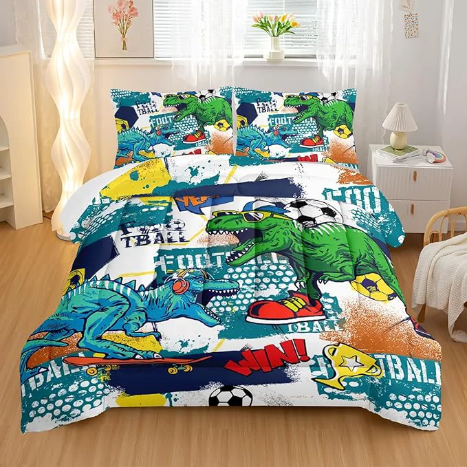 Professional Kid 39 s Dinosaur Comforter Set Cartoon World Animal Bedding Set King Size All Season Ultra Cozy Comforter Set 3 Pieces with 2 Pillowcases for Adults Teens Boys Girls High-Quality