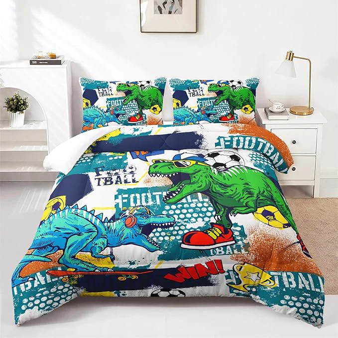 Original Kid 39 s Dinosaur Comforter Set Cartoon World Animal Bedding Set Full Size All Season Ultra Cozy Comforter Set 3 Pieces with 2 Pillowcases for Adults Teens Boys Girls High-End