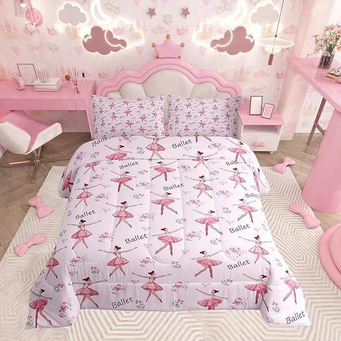 User-Friendly Feelyou Ballet Comforter Set King Size Kids Cute Little Dancers Comforter for Boys Girls Teens Sport Bedding Set Breathable Pink Duvet Set Room Decor Quilt Set Fashion Premium
