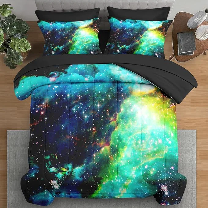 Clean Comforter Set King Size Outer Space Star Bedding for Kids and Adults Galaxy Planets Bed Sheet Sets with Fitted Sheet 2 Pillowcases amp 2 Shams for Bedroom Bed Decor Practical